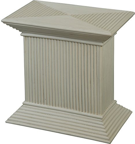 Korb-Outlet Blumensäule, Pflanzenständer aus echtem Rattan/Blumenhocker 30x50x50cm (Weiss gewaschen)