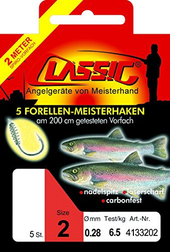 Paladin Classic 200cm Forellenhaken Teighaken gebunden, Größe:2