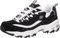 Skechers Women's D'lites-biggest Fan Trainers, Black Trubuck/ White Mesh/ Silver Trim, 2.5 UK