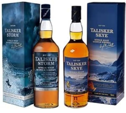 Talisker Skye Single Malt Scotch Whisky, 700 ml, (L'emballage peut varier) & Storm Single Malt Scotch Whisky 70 cl