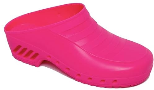 Gima - Zoccoli Professionali, Anatomici, Unisex, Antiscivolo, Antistatici, Tomaia Non Forata, Suola Forata, Colore Fucsia, Misura 41 EU, 1 Paio