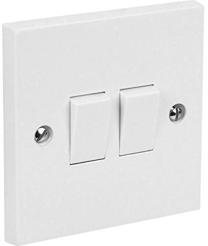 LGA 2 Gang 2 Way Light Switch White Plastic 10AMP Push Button Manual