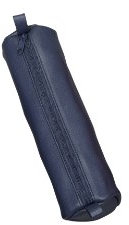 Alassio 43139 - Schlamperrolle aus echtem Leder, Stiftetui blau, Schlamper ca. 21 x 6 cm, Schlampermäppchen rund, Etui für Schreibgeräte, Faulenzer mit Reißverschluss