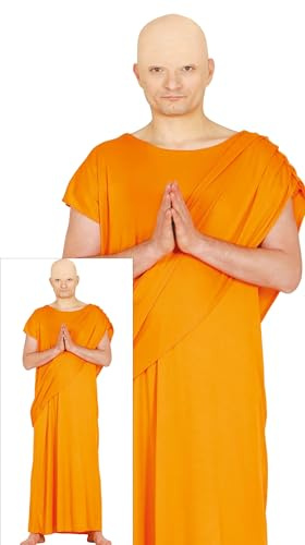 FIESTAS GUIRCA | Hare Krishna Kostüm für Herren - Religiöse und spirituelle Tunika für Karneval, Halloween und Kostümpartys - Ideal für Themenfeiern - Orange