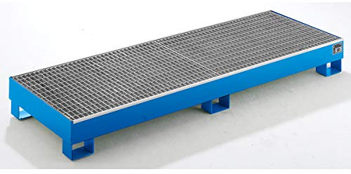 Auffangwanne aus Stahlblech LxBxH 2400 x 800 x 250 mm, mit Gitterrost