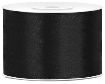 PartyDeco Satinband schwarz, 50 mm, 25 m