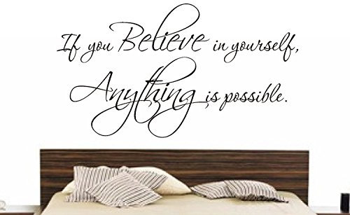 FSSS Ltd IF YOU BELIEVE IN YOURSELF ANYTHING IS POSSIBLE WALL STICKER MURAL BEDROOM DIY (117x65cm, LILAC)