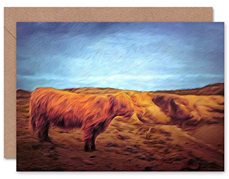 Wee Blue Coo CARD GREETING GIFT PHOTO PAINTING LANDSCAPE HIGHLAND COW SCOTLAND