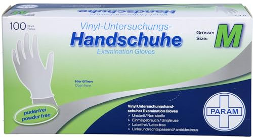 Param HANDSCHUHE Einmal Vinyl puderfrei M 100 St