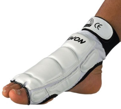 Taekwondo Fußschützer CE weiß oder schwarz (Weiß, XS)