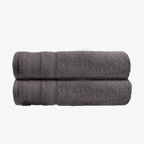 Allure Zero Twist Bath Towel Set for Bathroom, Pack of 2, 70 x 120cm, 100% Egyptian Cotton (Charcoal)