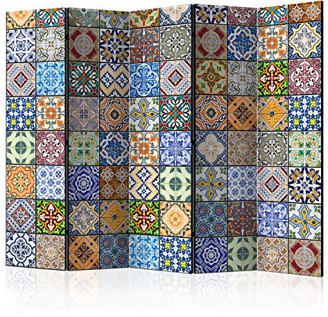 murando Raumteiler Mandala Ornament Oriental Foto Paravent 225x172 cm beidseitig auf Vlies-Leinwand Bedruckt Trennwand Spanische Wand Sichtschutz Raumtrenner bunt blau gelb f-B-0009-z-c
