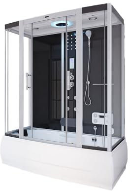 HOME DELUXE - Douche à vapeur DIAMOND BIG - Noir, dimensions : 190 x 100 x 220 cm - avec radio, douche à effet pluie et tous les accessoires I Sauna à vapeur, baignoire, jacuzzi, douche