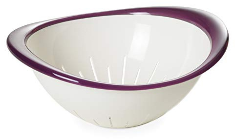 Omada Design Colander and colanders for Vegetables, 10,24 INCH Diameter, Ergonomic and Innovative Design, White Interior and Outside Edge Coloured, Trendy line, Purple