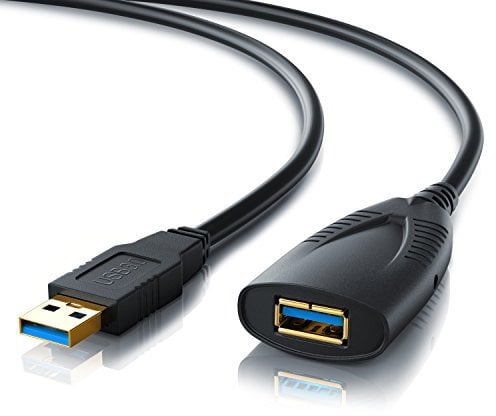 CSL - 5m USB 3.0 Active Repeater Cable - Extension Lead with Signal Amplification - USB Male to Female Amplifier Repeater - Black
