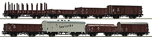 Roco: Güterwagen-Set, 8-teilig, DR, Epoch III, HO, Braun, Realistisch, Erwachsener