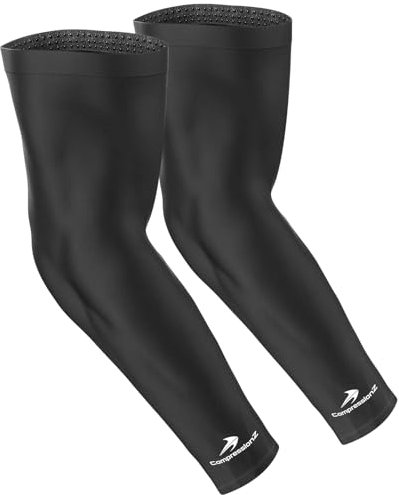 CompressionZ Manicotti sportivi a compressione per bambini, protezione solare UV, pallavolo, pallacanestro, baseball, calcio, corsa, nero, Medium