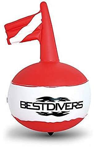 Best Divers Boa Rund mit Flagge und Leine, Weiß/Rot