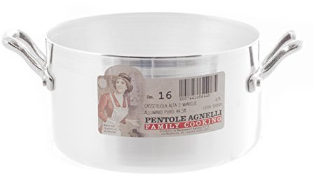 Ollas Agnelli fama416 Cacerola Alta con 2 Asas, Aluminio, Plata