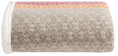 Eddie Bauer Überwurfdecke, gebürstete Fleece-Bettwäsche mit Sherpa-Rückseite, weiche und gemütliche Heimdekoration für Bett oder Couch (Fair Isle Khaki, 127 x 177,8 cm)