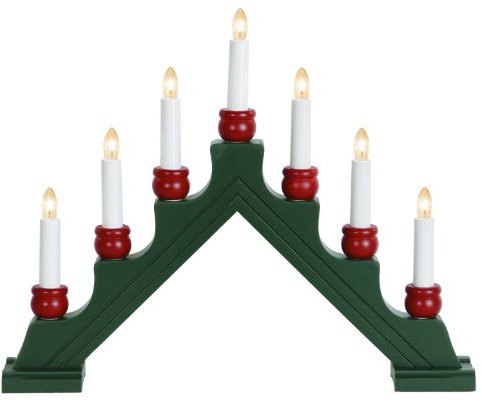 Star Fensterleuchter Karin-7, 7-flammig Material: Holz, klare Birnchen 35 x 42 cm,Vierfarb-Karton, grün/rot 276-71