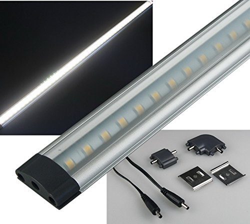 ChiliTec LED Unterbauleuchte 50cm Küchenleuchte Lichtleiste 5Watt 554 Lumen 12Volt Dimmbar Beleuchtung Beleuchtung in Küche Regal Schrank verlängerbar weiß