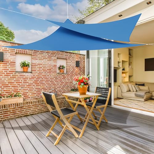 jarolift Sonnensegel Dreieck Gleichschenklig, Wasserabweisend, Sonnenschutz Sichtschutz für Terrasse Garten Balkon, Polyestergewebe 500 x 500 x 500 cm, Azurblau