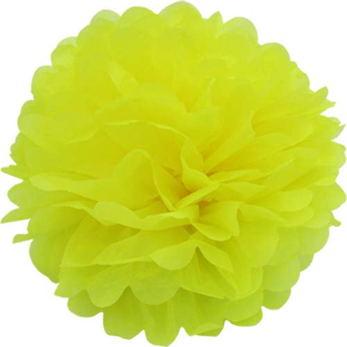 Creativery 1 Papier Pompon 25cm (gelb 645) // Pompoms Bommel Papier Kugel Seidenpapier Pom Pom Deko Hängedeko Raumdeko Blumen