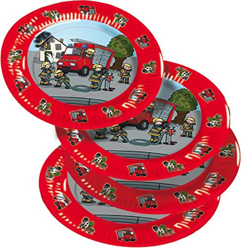 8 Teller * Feuerwehr * für Mottoparty und Kindergeburtstag von TIB // Kinder Geburtstag Party Fete Set Jungen Pappteller Partyteller Plates Fire Fighter