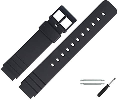 MARBURGER Uhrenarmband 16mm Kunststoff Schwarz - Werkzeug Montage Set 9601670300520