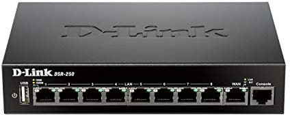 D-Link Enrutador VPN, Gigabit de 8 Puertos con filtrado dinámico de Contenido Web (DSR-250)