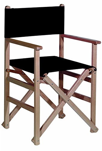 Mueblear 1001 Regie-Stuhl, mit Leinwand und unlackiertem Holz 51,5 x 46 x 86 cm Schwarz