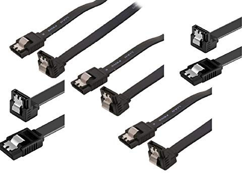 KUYIA Cavi SATA 3 (Pacco da 5), 35CM Lungo 7 Pin Cavo Dati, Dritto e 90 Gradi Angolo Retto con Blocco Latch Velocità Ultra 6 Gbps per SSD, HDD, Lettori CD-ROM, Blu-ray Fino a Serial ATA/ 600
