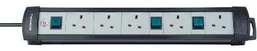 Brennenstuhl 1156053079 Premium-Line Technics extension socket 5-way black/light grey 3m 05VV-F 3G1,25 1 x 3 2 x 1 sockets switched
