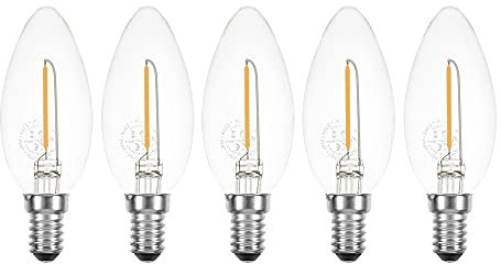 NCC-Licht 5 x LED Filament Kerze 1W fast wie 15W klar E14 100lm Glühlampe Fadenglühbirne warmweiß 2700K