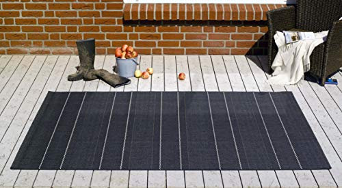 Hanse Home Sunshine In- und Outdoor Teppich Fürth 80x150cm - Flachgewebe Wetterfest Modernes Design für Balkon Terrasse Wintergarten Küche Esszimmer Badteppich Wohnzimmerteppich Wasserfest in Schwarz