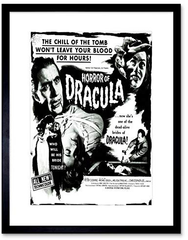 Wee Blue Coo Gerahmter Kunstdruck, Motiv: Horror, Dracula, dämpfender Vampir, F12 x 542