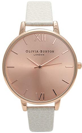 Olivia Burton Analog Quarzuhr für Damen mit Graues Lederarmband - OB13BD11