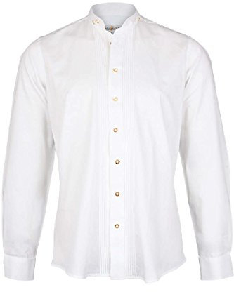 Almsach Herren Stehkragenhemd Slim-Fit weiß 'Emil', weiß, XL
