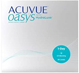 ACUVUE OASYS 1-Day Tageslinsen helfen das Gefühl von müden & trockenen Augen zu reduzieren – Tageskontaktlinsen mit -12 dpt und BC 9 – UV Schutz & Komfortables Tragegefühl – 90 Linsen