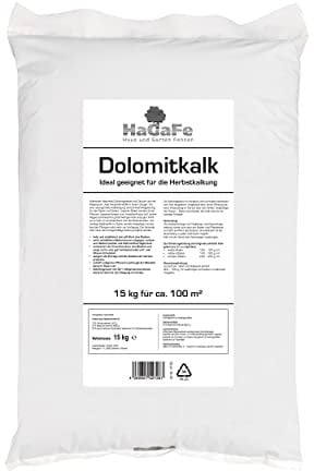 HaGaFe Herbstrasenkalk Herbstkalk 15kg, Dolomitkalk Gartenkalk Rasenkalk, Wertvoller Naturkalk mit Calcium und Magnesium, pH-Wert-Regulierung für Rasen und Garten, 100 m² Abdeckung