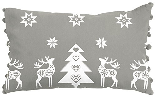 Ragged Rose Rudolph grau Weihnachten Kissen, Silber grau