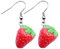 Treuheld® | ERDBEEREN OHRRINGE/Ohrhänger - süße Erdbeere Hänger fürs Ohr | OBST rot ausgefallene Ohrringe Frucht FRÜCHTE strawberry ROCKABILLY DAMEN Kostüm Karneval Fasching EDELSTAHL silber