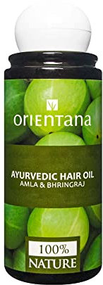 Orientana - Ayurvedisches Haaröl | Amla Bhringraj Neem & Vitamin E | 100% Natürliches Veganes Bio & Ohne Silikon und Parabene | Gegen Schuppen Haarausfall & Graue Haare | Für Haarwachstum - 105ml