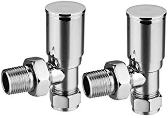 Modern Chrome Angled Towel Radiator Valves 10mm Central Heating Taps