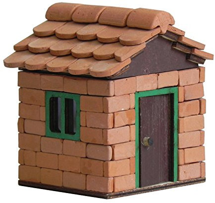 ALEA Mosaic Steinbaukasten, Leo Hütte, mit Ziegel Bausteinen und Biberschänzen