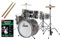 XDrum Junior Pro Kinder Schlagzeug Laser Silver - geeignet von 5-9 Jahren - Drumset mit komplettem Zubehör - inkl. Schule - Silber