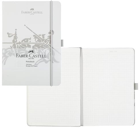Faber-Castell 10317 - Notizbuch DIN A5 grau, kariert, 100 g/m², 194 Seiten FSC-Mix Papier, 145 x 210 mm