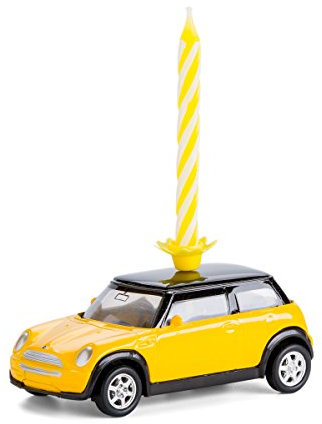 corpus delicti :: Kerze auf Rädern kompatibel mit Mini Cooper – das Geburtstagsgeschenk für alle Mini-Fans (gelb) (20.3K)