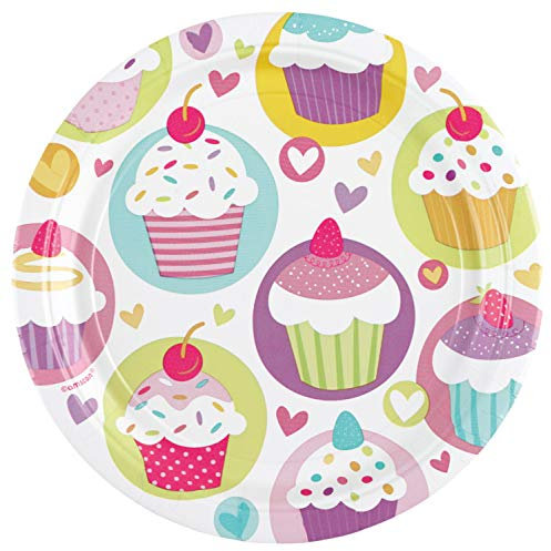 Amscan 997209 - 8 Teller Cupcake Papier rund 22,8 cm, Geschirr